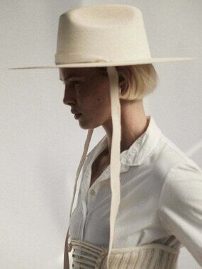 Janessa Leone Palmer Straw Hat, Large, Color: Bleach, NWT